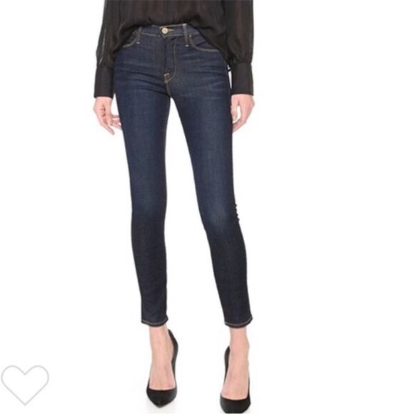 FRAME DENIM | Le High Skinny Dark Wash Denim Jeans in Saltair Women’s Size 26 - Picture 1 of 10